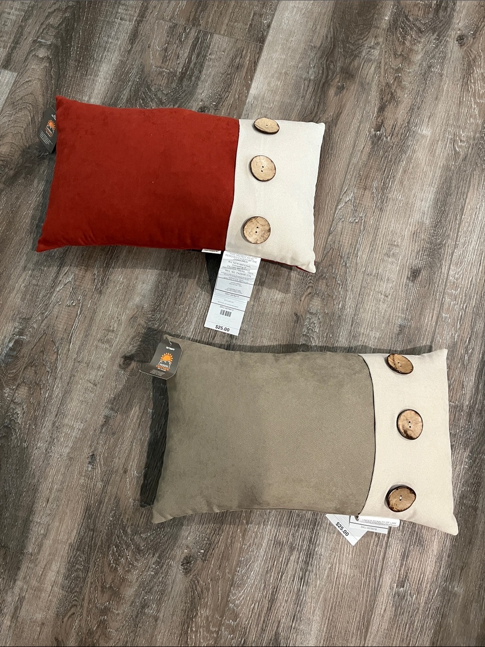 NEW Pair of Pier 1 Rust Orange and Tan Lumbar Indoor/Outdoor Accent Pillows